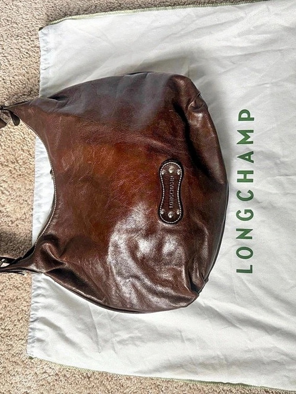 Longchamp Brown Leather Hobo Bag